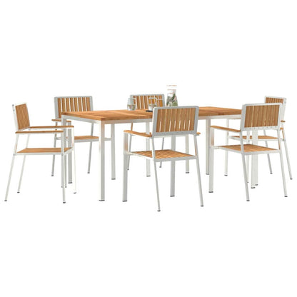 vidaXL Outdoortisch-Set 7 pcs Braun Massivholz Teak