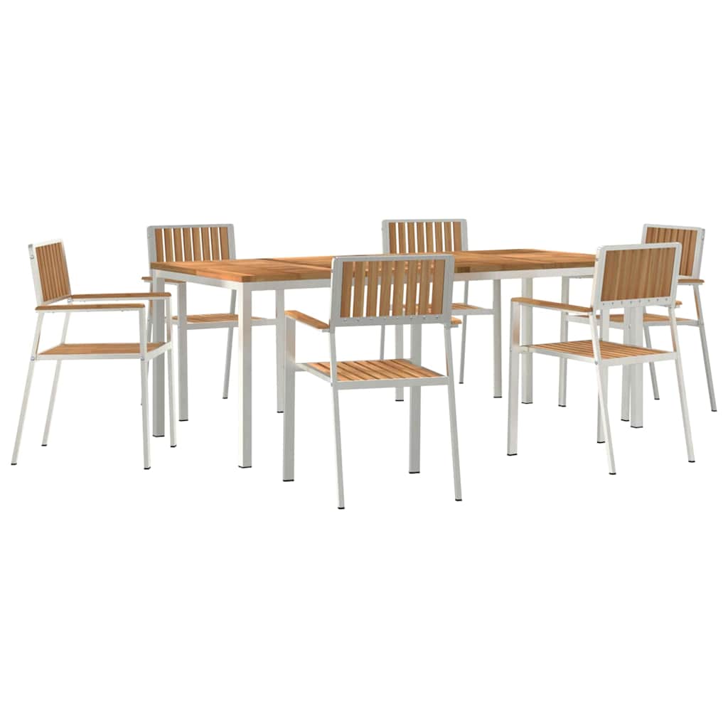 Outdoortisch-Set 7 pcs Braun Massivholz Teak