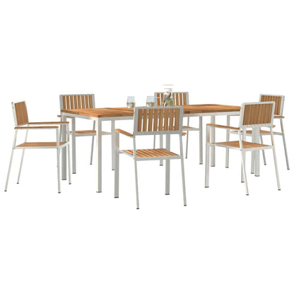 Outdoortisch-Set 7 pcs Braun Massivholz Teak