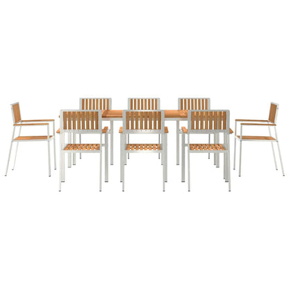 vidaXL Outdoortisch-Set 9 pcs Braun Massivholz Teak