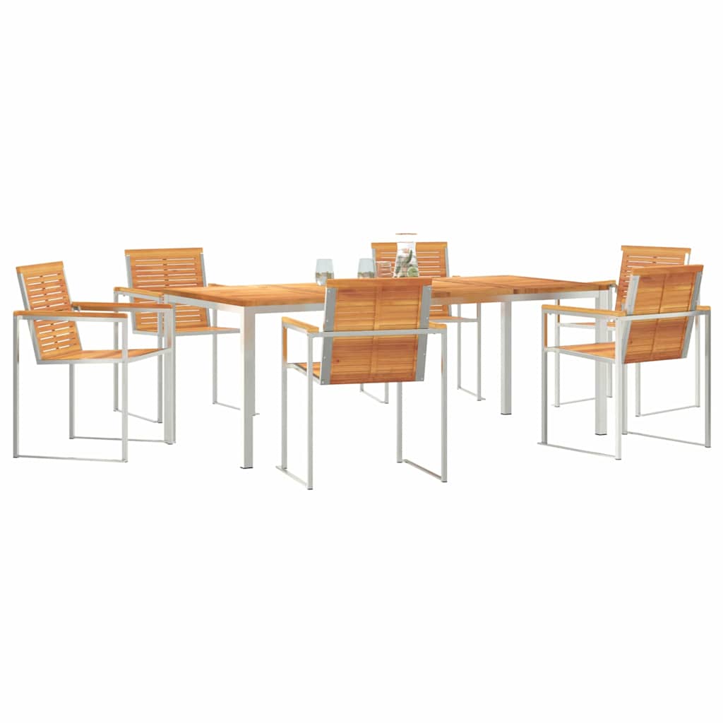 Garten Essgruppe 7 pcs Braun Massivholz Akazie