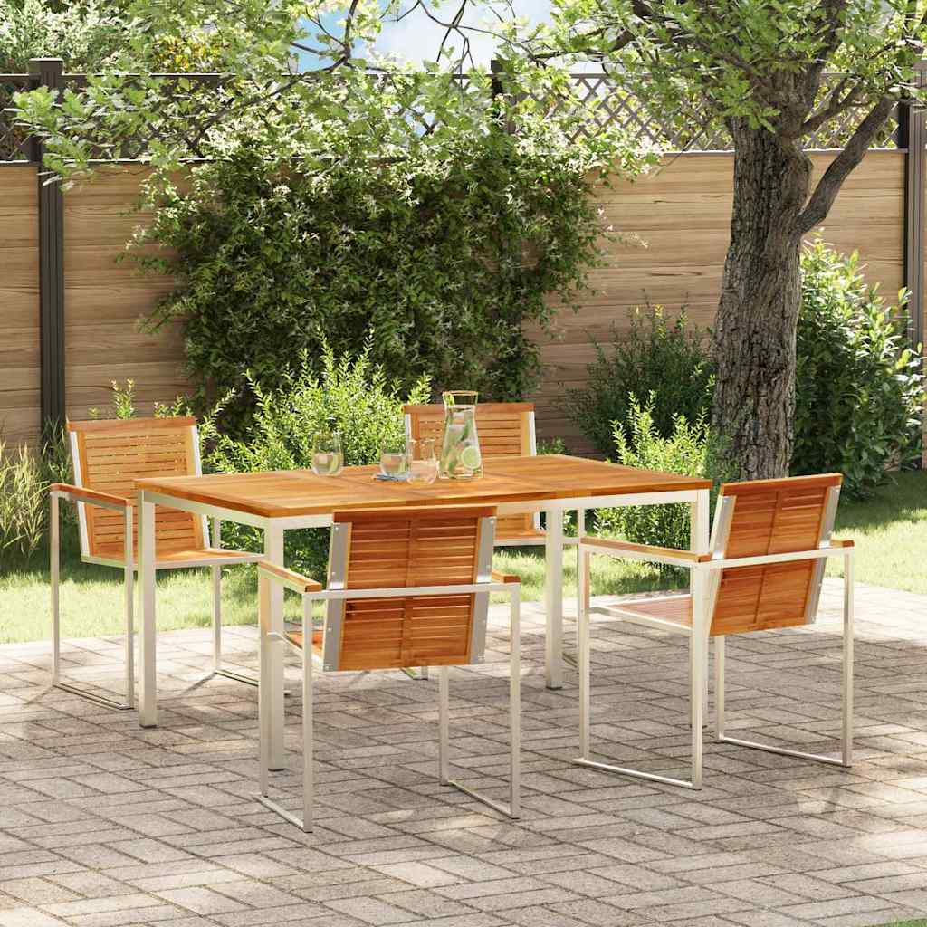 Garten Essgruppe 5 pcs Braun Massivholz Teak