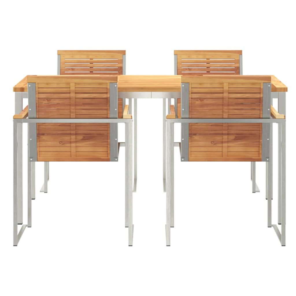 Garten Essgruppe 5 pcs Braun Massivholz Teak