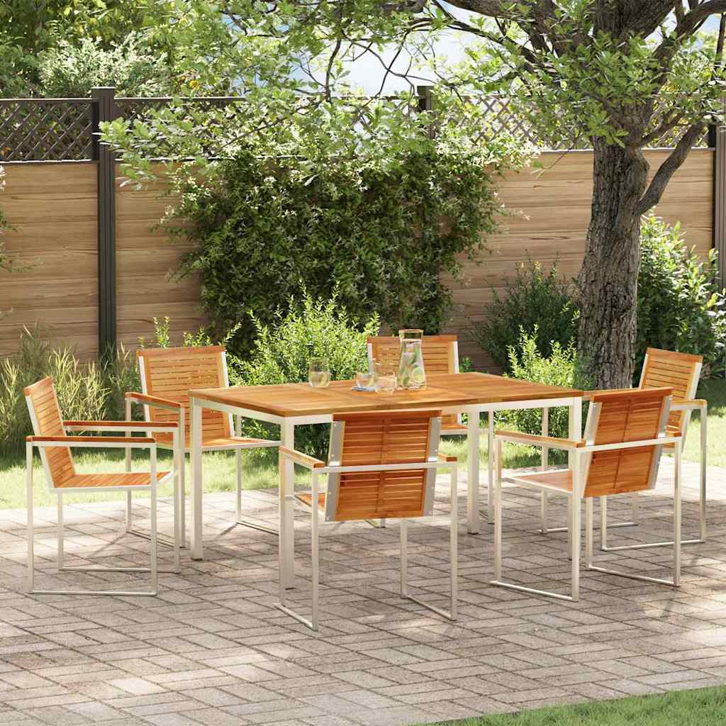 Garten Essgruppe 7 pcs Braun Massivholz Teak