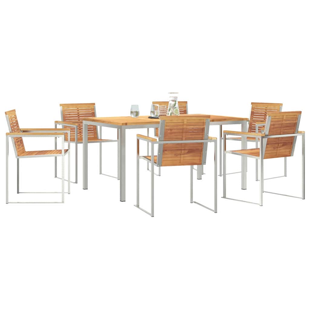 Garten Essgruppe 7 pcs Braun Massivholz Teak