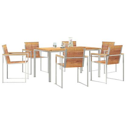 Garten Essgruppe 7 pcs Braun Massivholz Teak