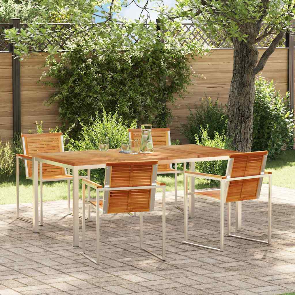 Garten Essgruppe 5 pcs Braun Massivholz Teak