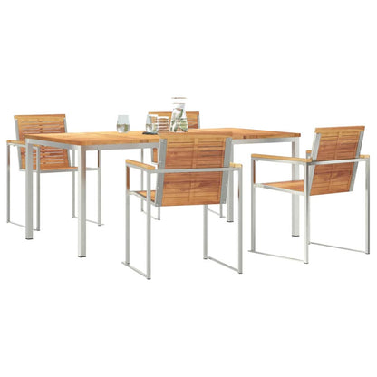 Garten Essgruppe 5 pcs Braun Massivholz Teak