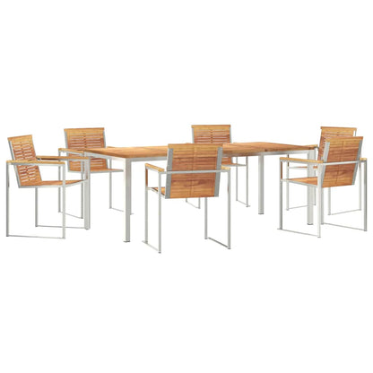 Garten Essgruppe 7 pcs Braun Massivholz Teak
