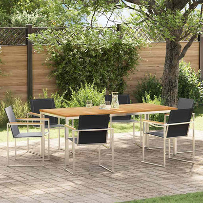 Garten Essgruppe 7 pcs Braun Massivholz Teak