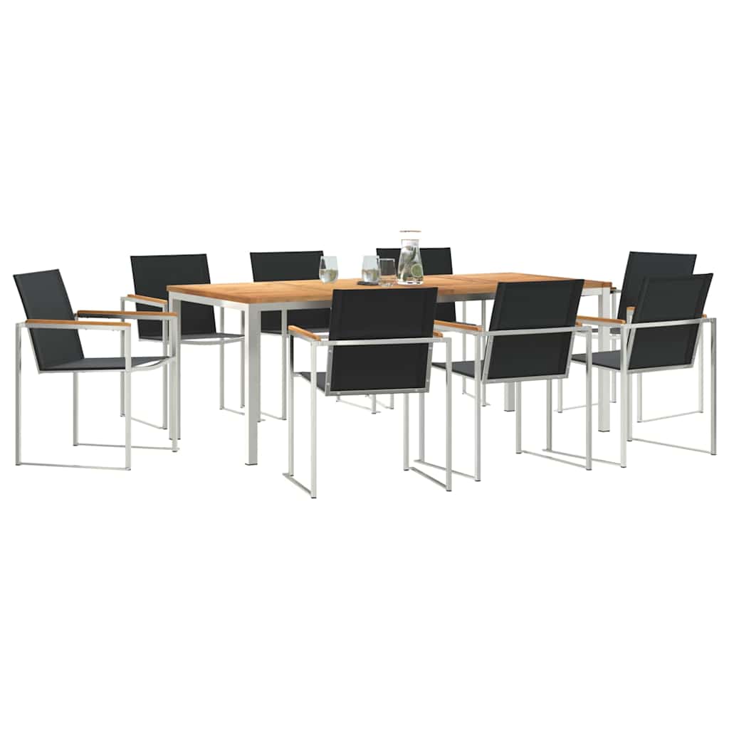 Garten Essgruppe 9 pcs Braun Massivholz Teak