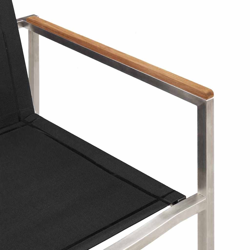 vidaXL Garten Essgruppe 3 pcs Braun und Schwarz Massivholz Teak