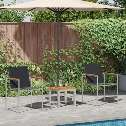 vidaXL Garten Essgruppe 3 pcs Braun und Schwarz Massivholz Teak