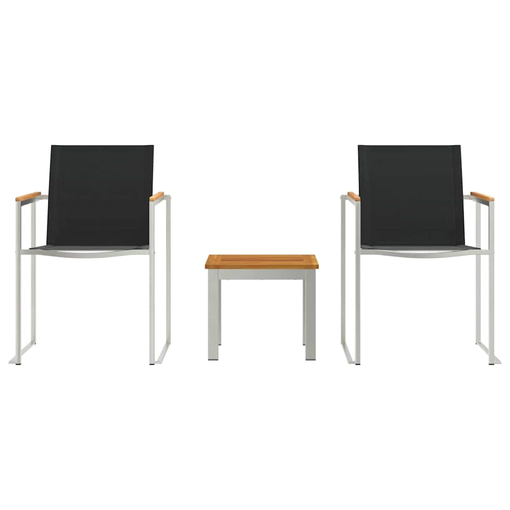 vidaXL Garten Essgruppe 3 pcs Braun und Schwarz Massivholz Teak
