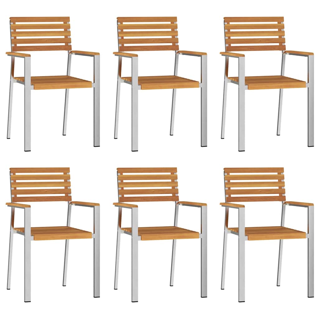 vidaXL Chaises de jardin 6 pcs bois huilé naturel 56 x 54,5 x 87 cm acacia massif