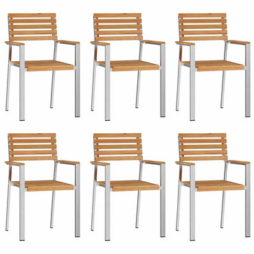 vidaXL Chaise de jardin 6 pcs Huilé naturel 56 x 54,5 x 87 cm Bois de teck massif