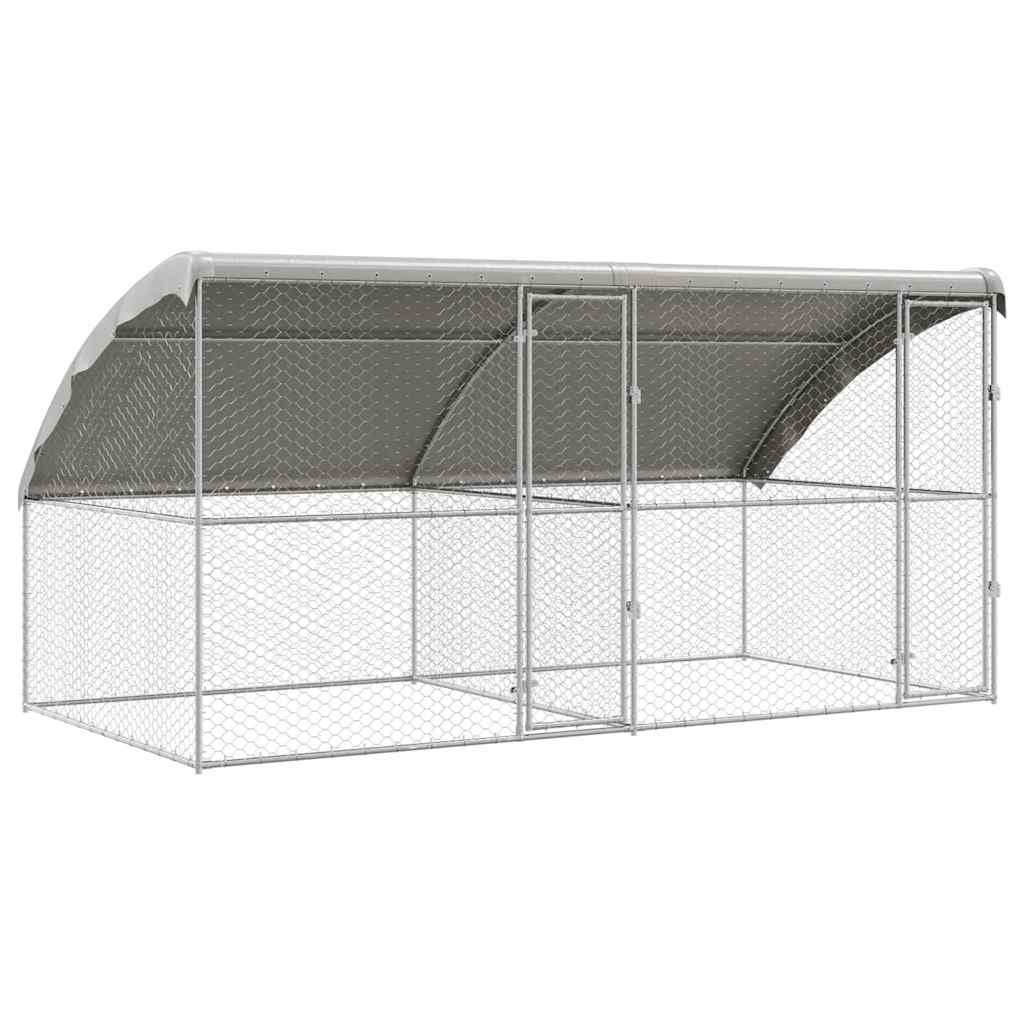 Hundekäfig 2 pcs Silber 4 x 2 x 2 m Verzinkter Stahl