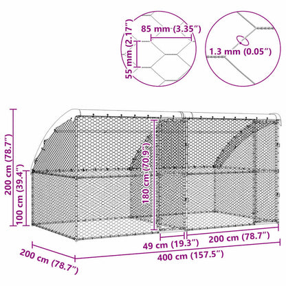 Hundekäfig 2 pcs Silber 4 x 2 x 2 m Verzinkter Stahl