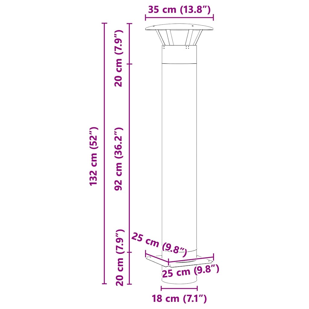 Kaminverlängerung Silber 35 x 35 x 132 cm Edelstahl