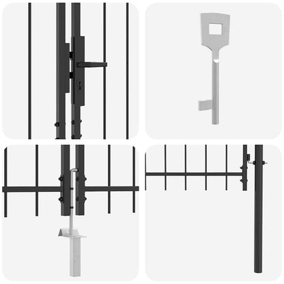 Doppeltor mit Schloss Grau 400 x 199.5 cm Stahl