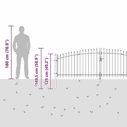 Doppeltor mit Schloss Grau 400 x 199.5 cm Stahl