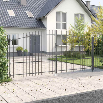vidaXL Doppeltor mit Schloss Grau 400 x 199.5 cm Stahl