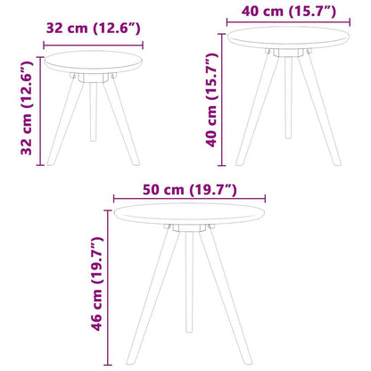 vidaXL Couchtisch 3 pcs Braun Massivholz aus Walnuss