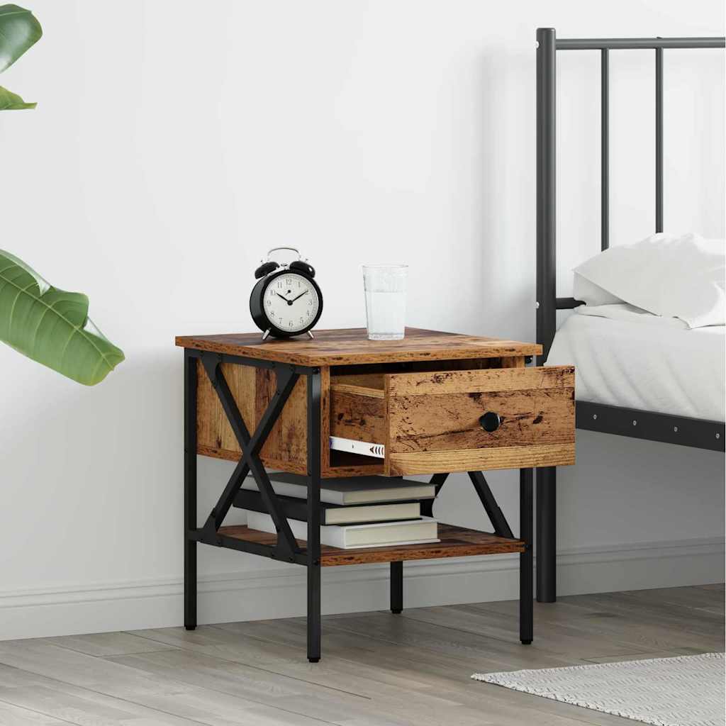 vidaXL Tables de chevet 2 pcs bois de récupération 40 x 42 x 45 cm contreplaqué et métal