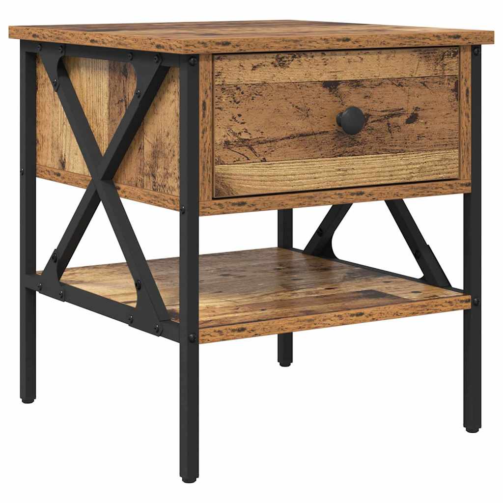 vidaXL Tables de chevet 2 pcs bois de récupération 40 x 42 x 45 cm contreplaqué et métal