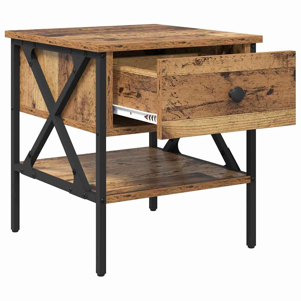 vidaXL Tables de chevet 2 pcs bois de récupération 40 x 42 x 45 cm contreplaqué et métal