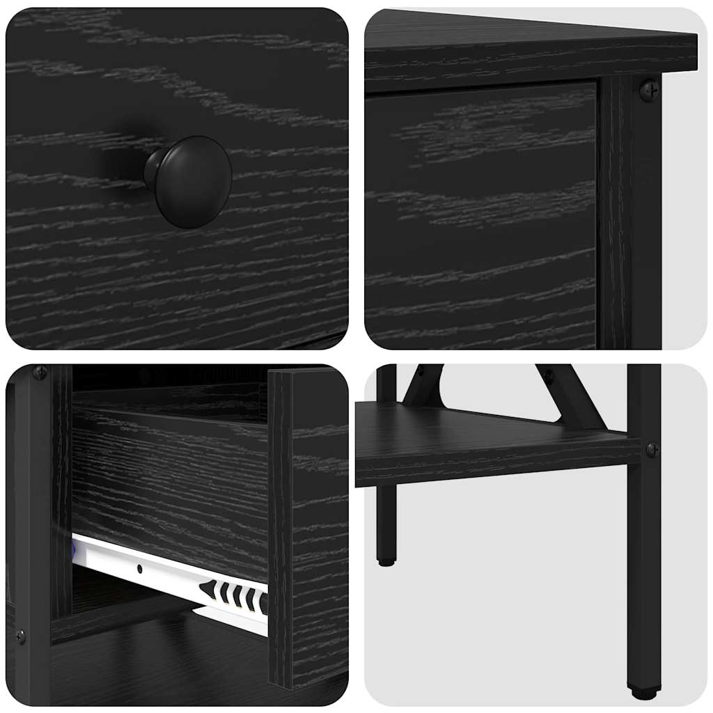 vidaXL Nachttisch 2 pcs Schwarz Eichen-Optik 40 x 42 x 45 cm