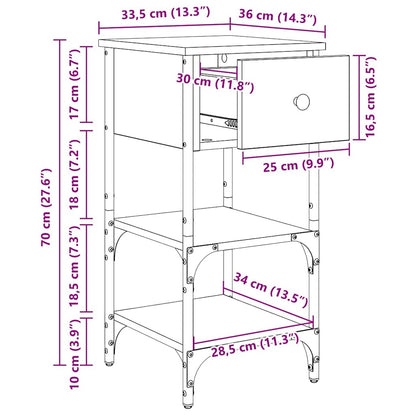 vidaXL Table de chevet marron 33,5 x 36 x 70 cm bois massif recyclé