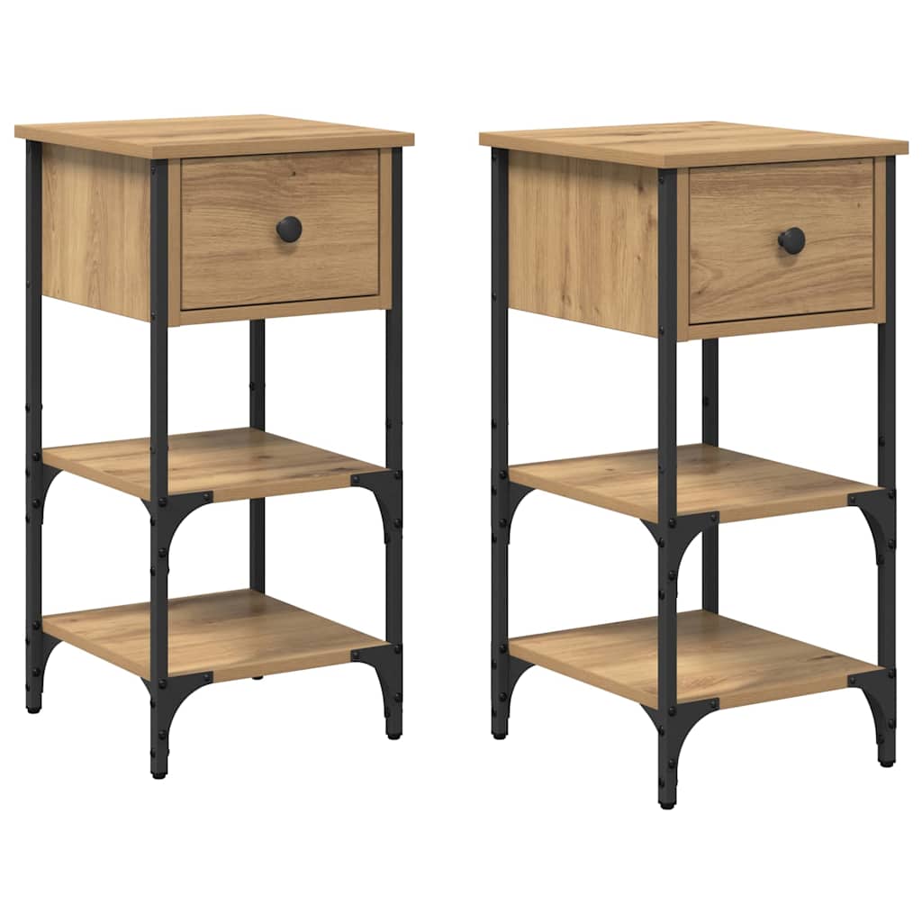 vidaXL Nachttisch mit Schubladen 2 pcs Braun 33,5 x 36 x 70 cm