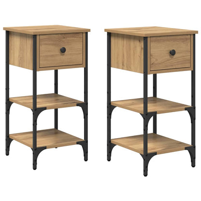 vidaXL Nachttisch mit Schubladen 2 pcs Braun 33,5 x 36 x 70 cm