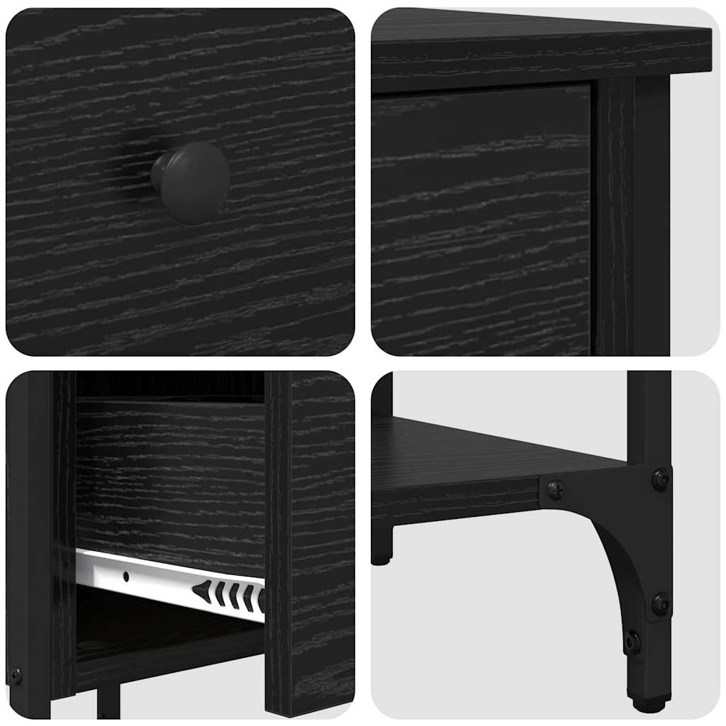 vidaXL Nachttisch Schwarz Eichen-Optik 33,5 x 36 x 70 cm
