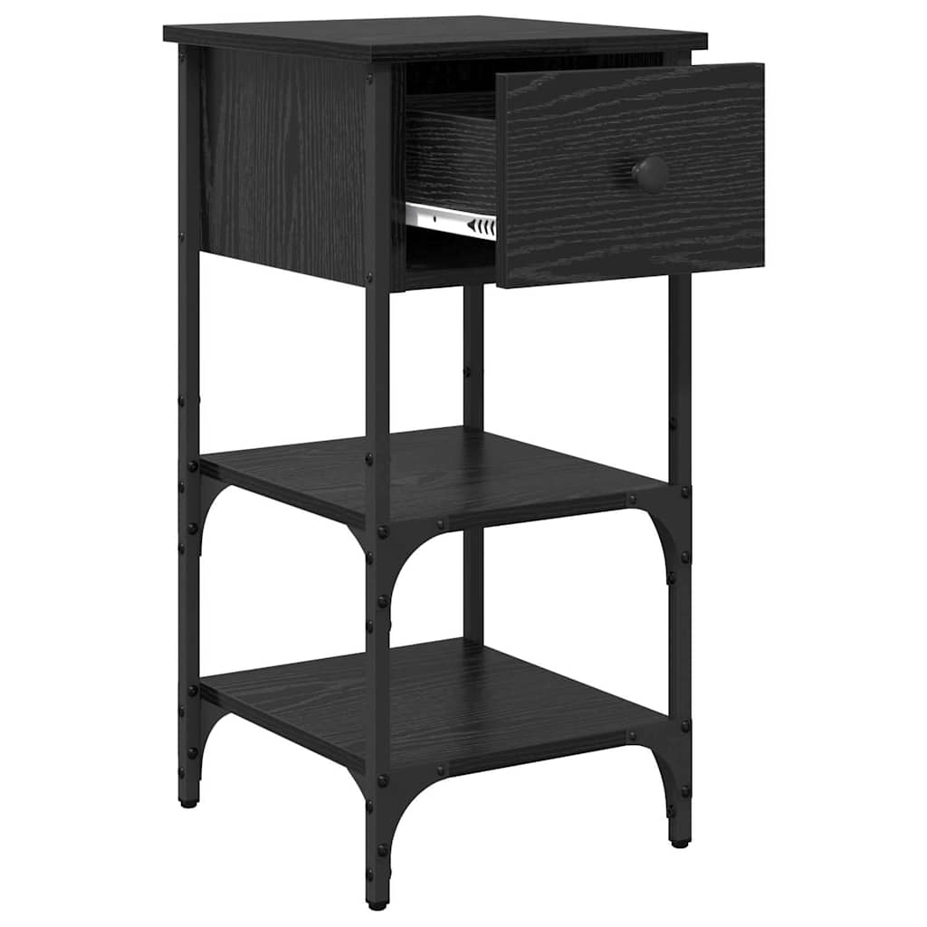 vidaXL Nachttisch Schwarz Eichen-Optik 33,5 x 36 x 70 cm