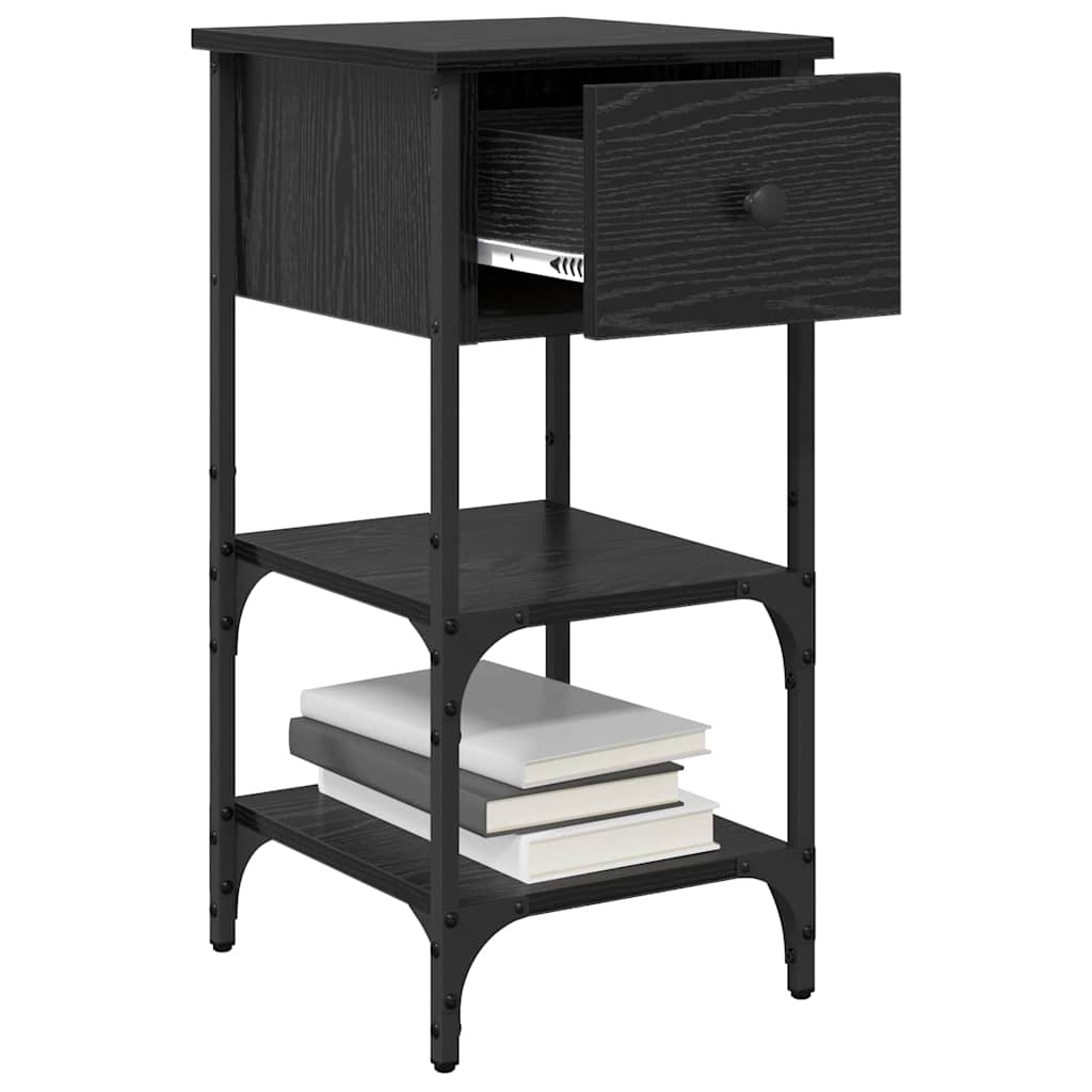 vidaXL Nachttisch Schwarz Eichen-Optik 33,5 x 36 x 70 cm
