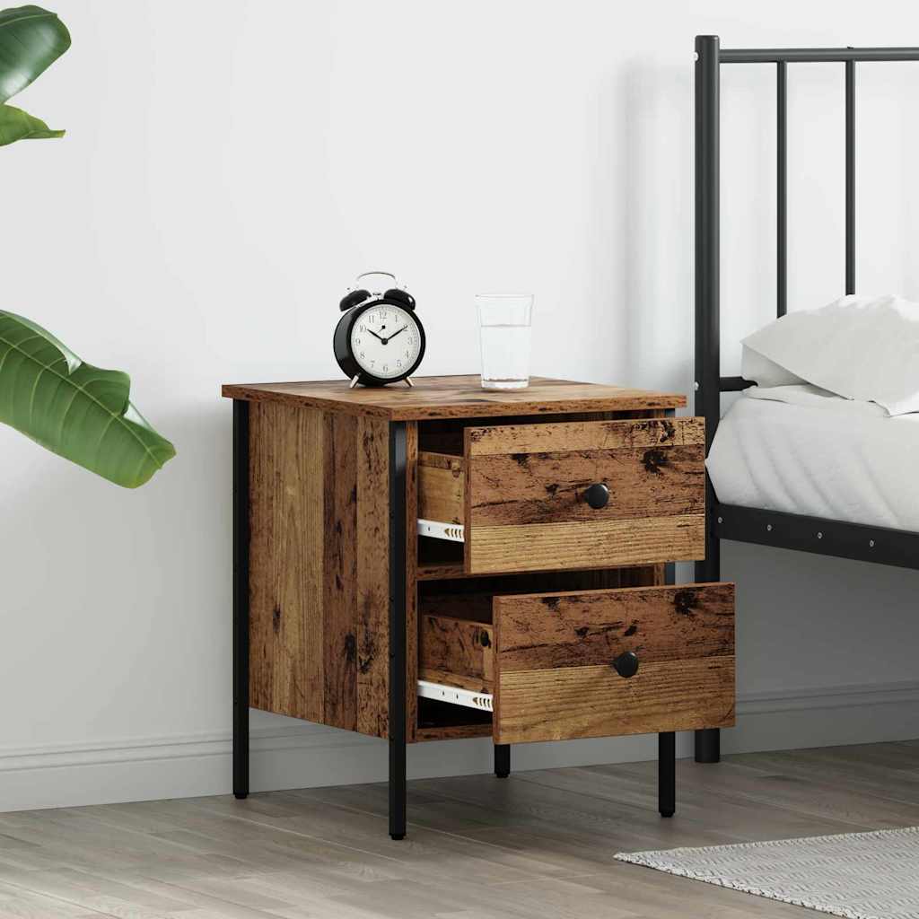 vidaXL Nachttisch Altholz 40 x 42 x 50 cm Schichtholz und Metall