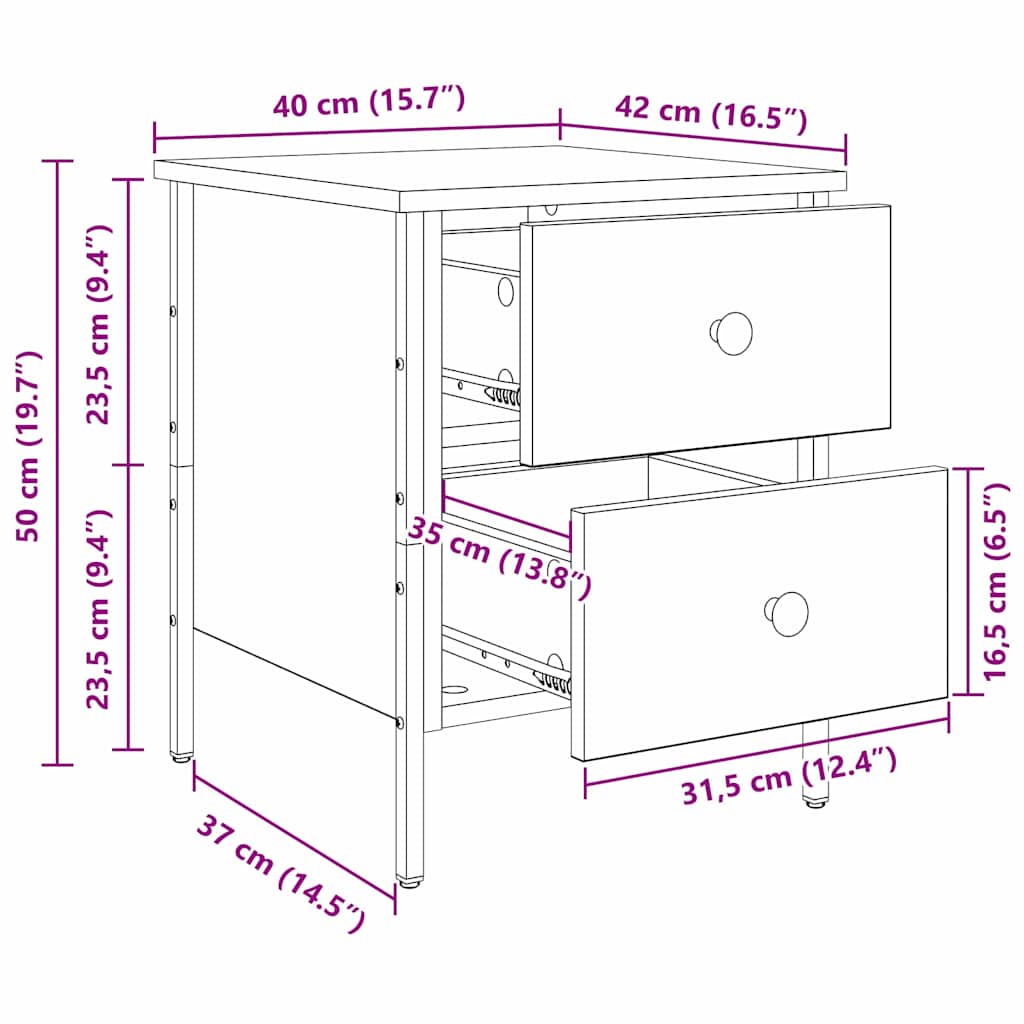 vidaXL Nachttisch Altholz 40 x 42 x 50 cm Schichtholz und Metall