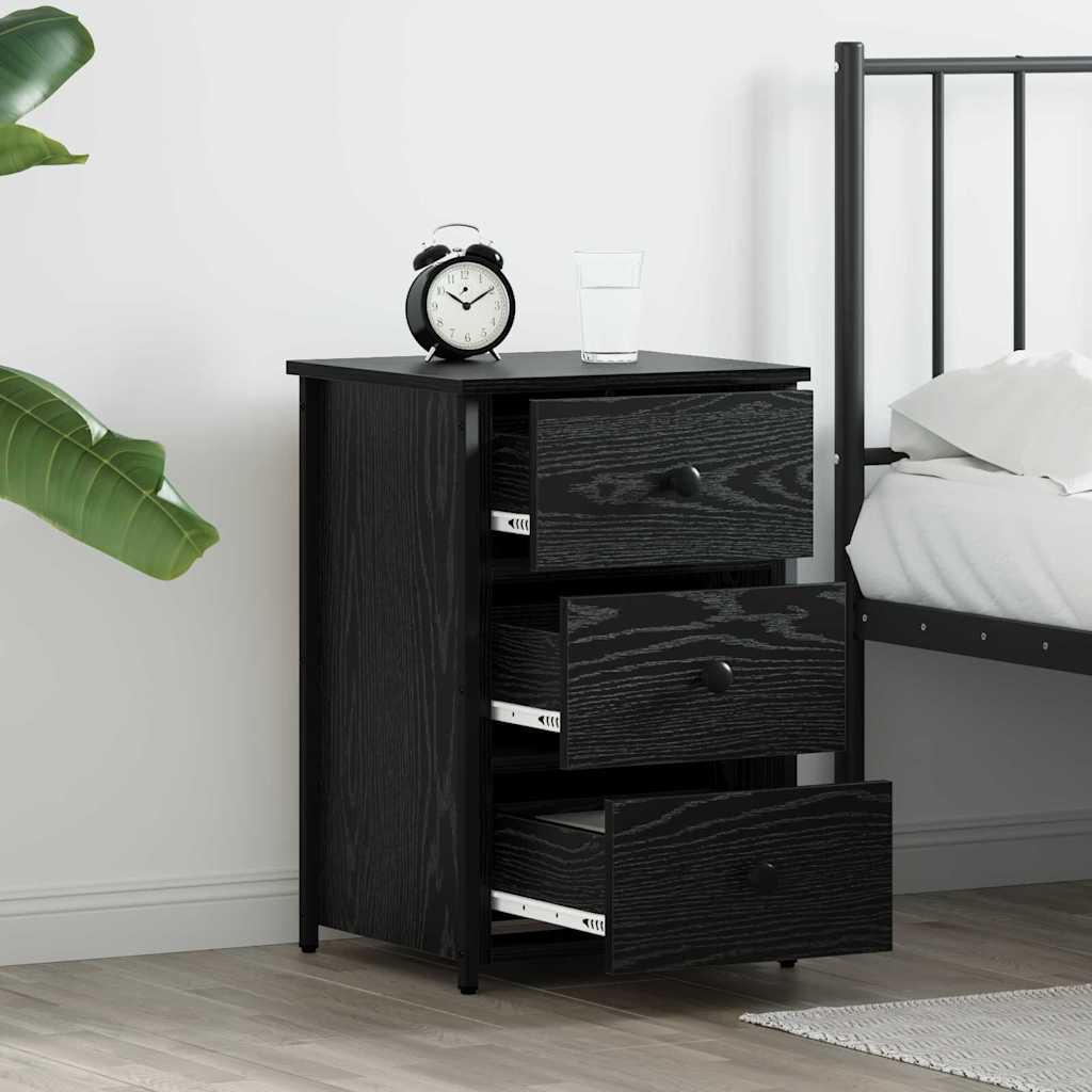 vidaXL Nachttisch mit Schubladen Schwarz Eichen-Optik 40 x 36 x 60 cm