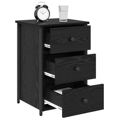 vidaXL Nachttisch mit Schubladen Schwarz Eichen-Optik 40 x 36 x 60 cm