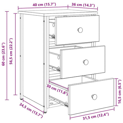 vidaXL Nachttisch mit Schubladen Schwarz Eichen-Optik 40 x 36 x 60 cm