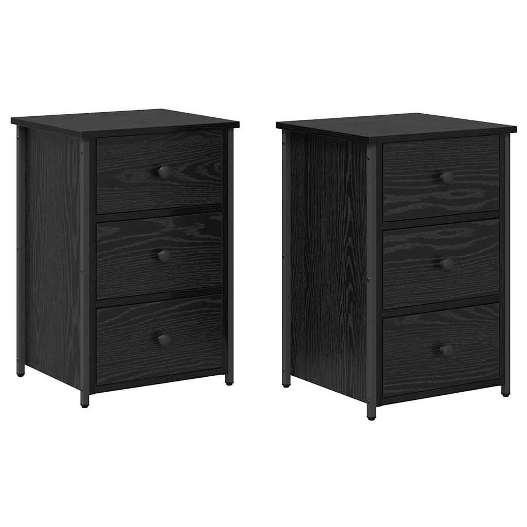 vidaXL Nachttisch 2 pcs Schwarz Eichen-Optik 40 x 36 x 60 cm