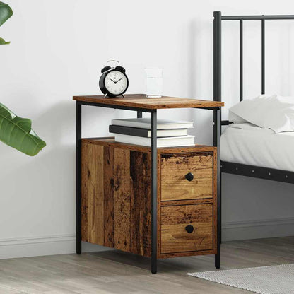 vidaXL Nachttisch mit Schubladen Altholz 30 x 60 x 60 cm Holzwerkstoff
