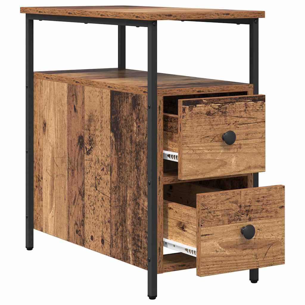 vidaXL Nachttisch mit Schubladen Altholz 30 x 60 x 60 cm Holzwerkstoff