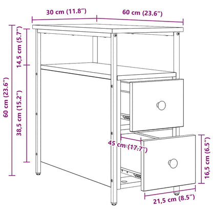 vidaXL Nachttisch Schwarz Eichen-Optik 30 x 60 x 60 cm Holzwerkstoff
