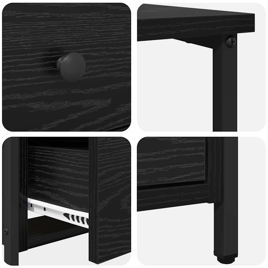 vidaXL Nachttisch 2 pcs Schwarz Eichen-Optik 30 x 60 x 60 cm