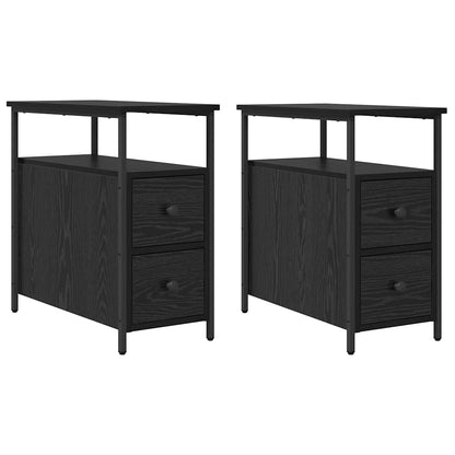 vidaXL Nachttisch 2 pcs Schwarz Eichen-Optik 30 x 60 x 60 cm