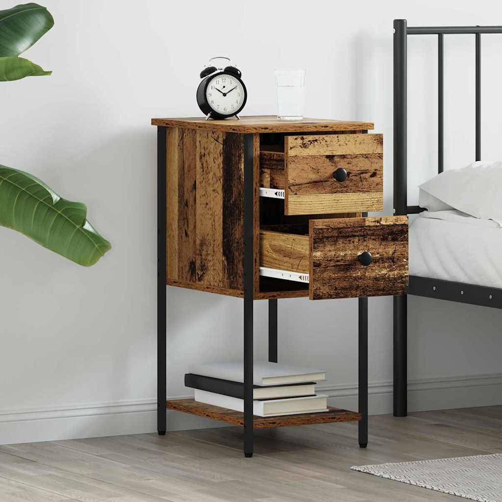 vidaXL Nachttisch mit Schubladen Altholz 32 x 42 x 70 cm Holzwerkstoff