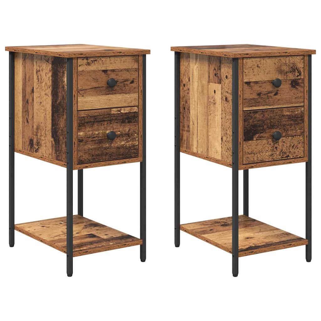 vidaXL Nachttisch 2 pcs Altholz 32 x 42 x 70 cm Holzwerkstoff